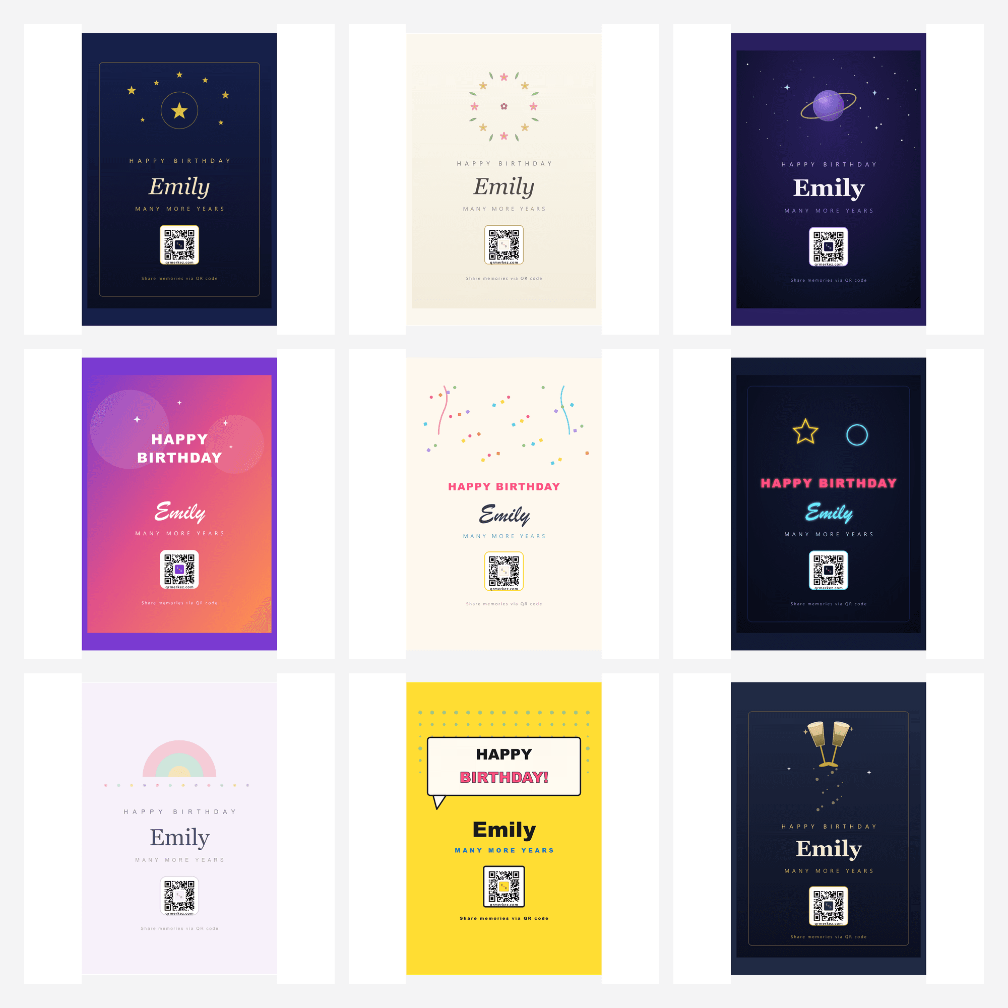 Birthday QR code guest book design examples