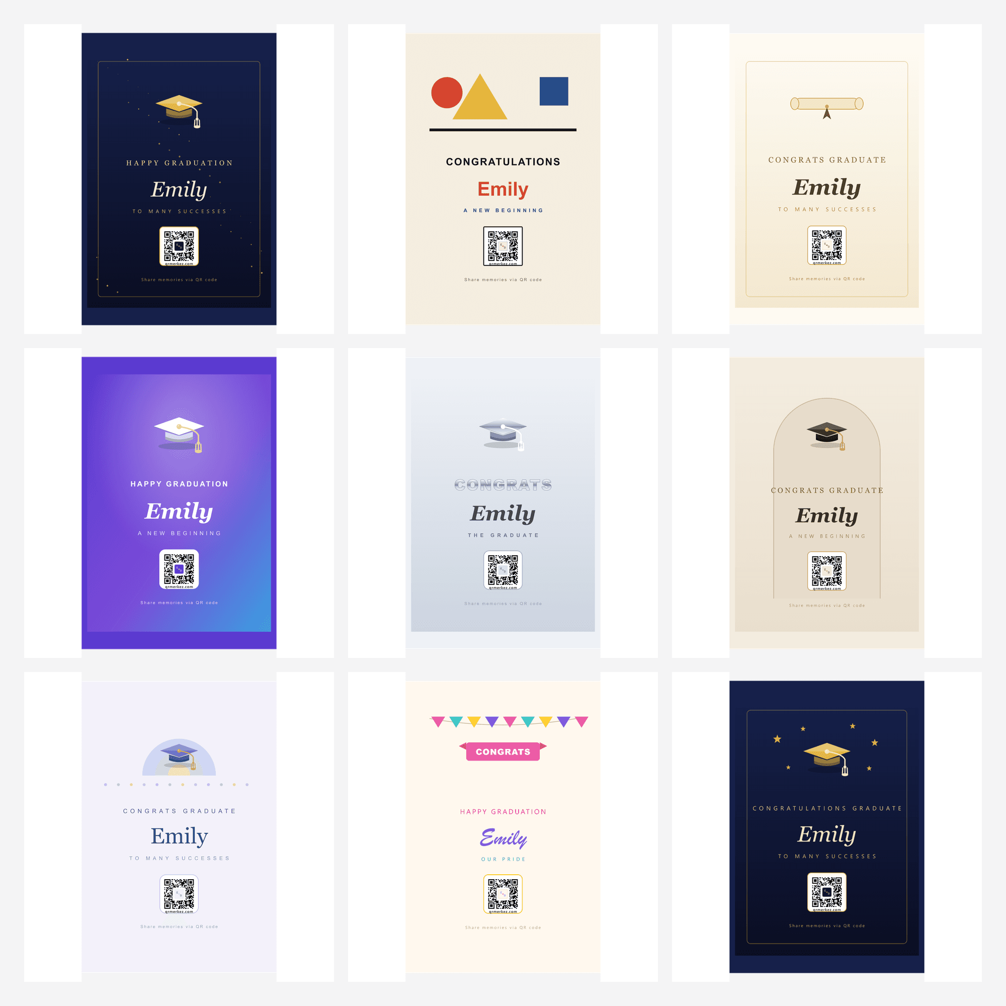 Graduation QR code guest book design examples
